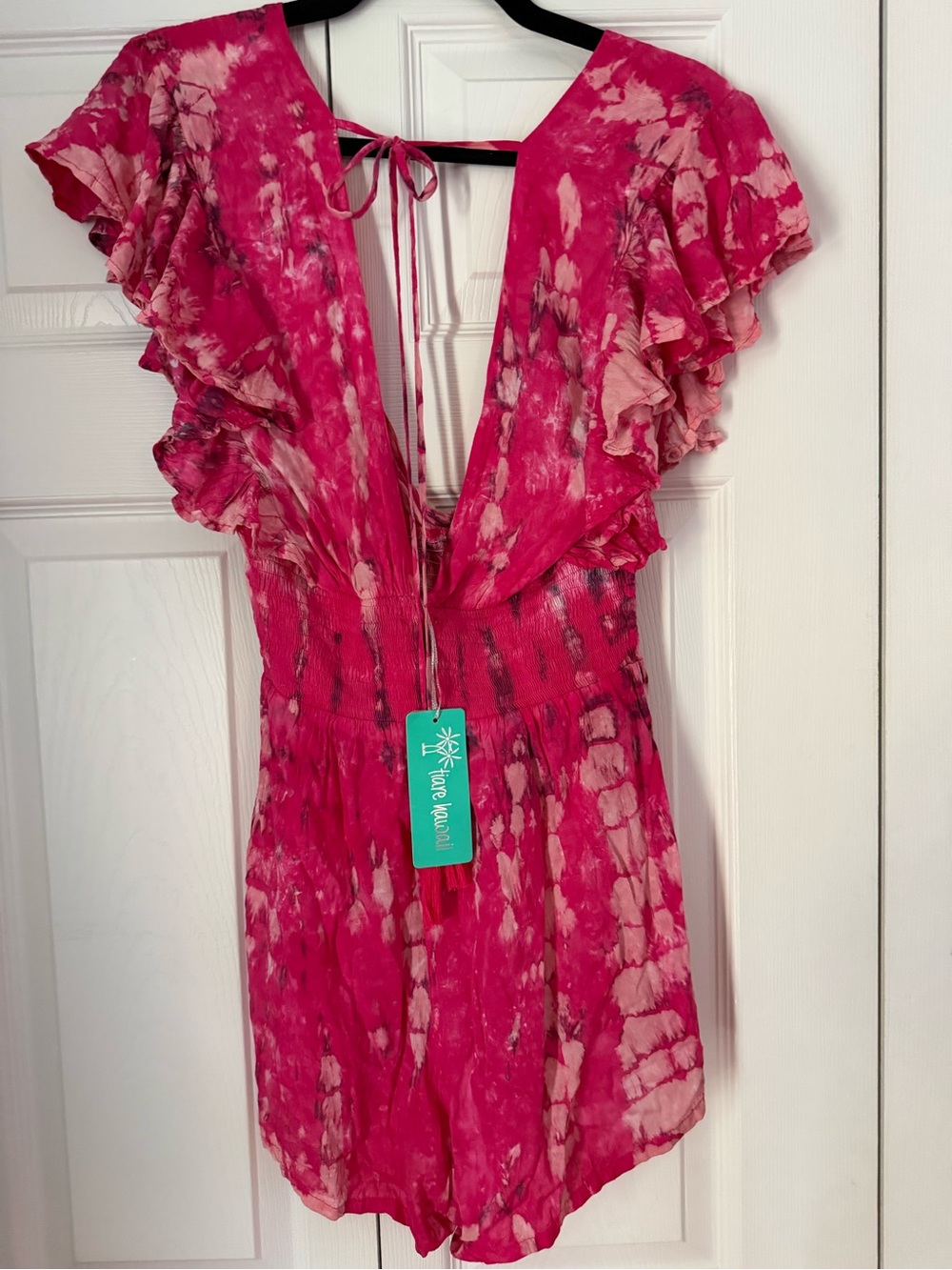 Tiare Hawaii-Bloomingdale's Romper Swimsuit Cover Up
Size M/L Pink Floral NWT